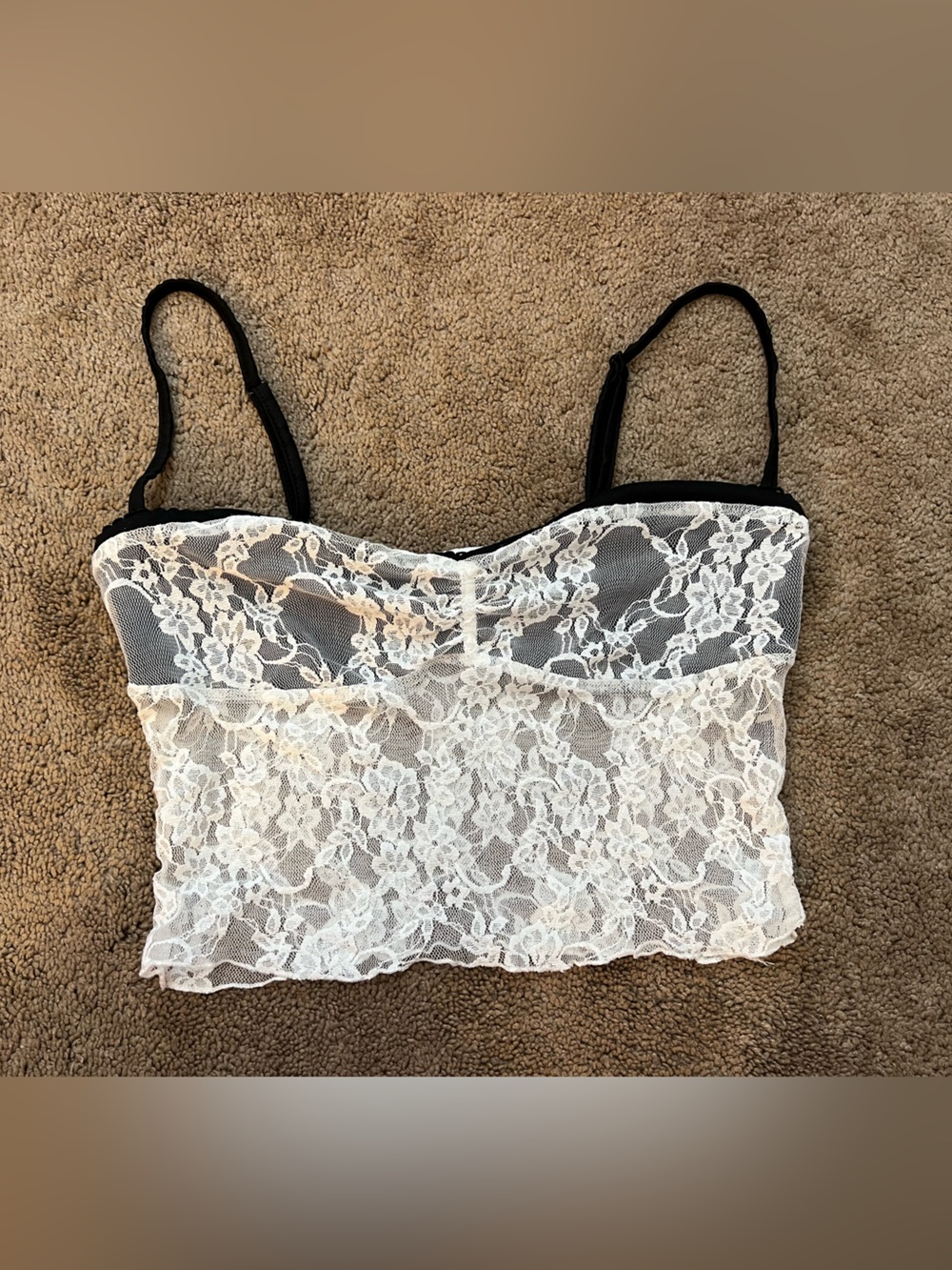 Lace Tank Top - White and Black